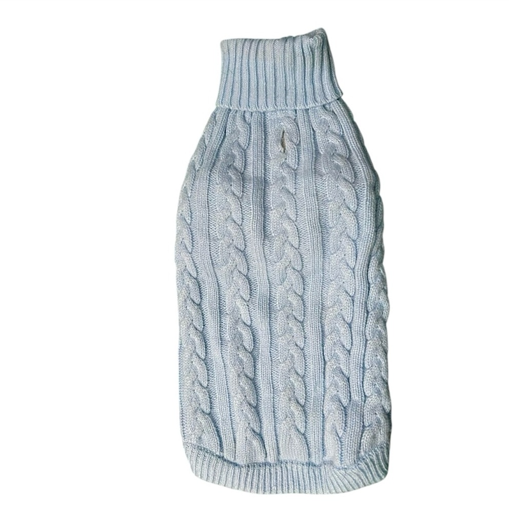 Mabel & James Sky Blue Cable Knit Dog Sweater